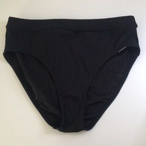 Loft Black Ribbed High Waisted Bikini Bottoms